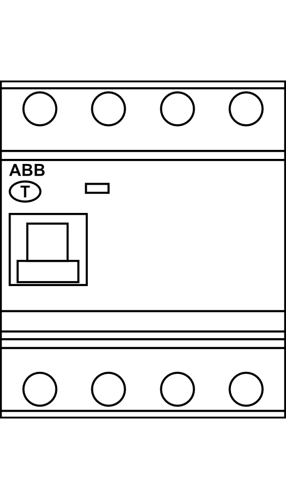 Proudový chránič ABB F204 4P 500 mA (10kA, do 125A) typ A, N vlevo