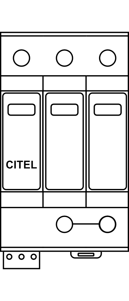Svodič přepětí CITEL DAC50S-30-150 3 fáze, 3P, 20kA Typ C (třída II), s dálk.signalizací