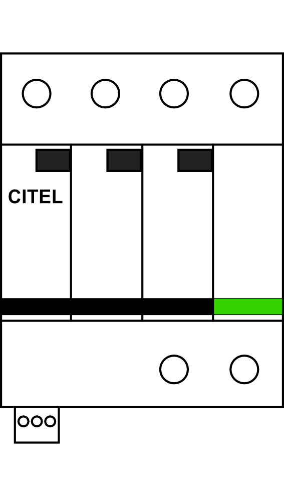 Kombinovaný svodič přepětí CITEL DS44VGS-230/G 3P+NPE 80kA Typ C+D (třída II+III), s dálk.signalizací