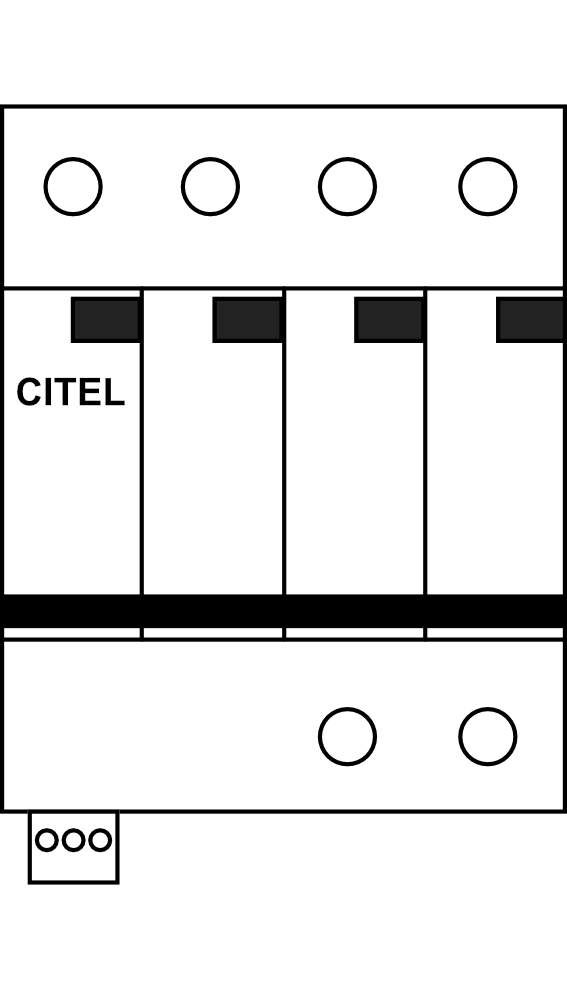 Svodič přepětí CITEL DS14-230 TT FS 4P 20kA Typ D (třída III), s dálk.signalizací