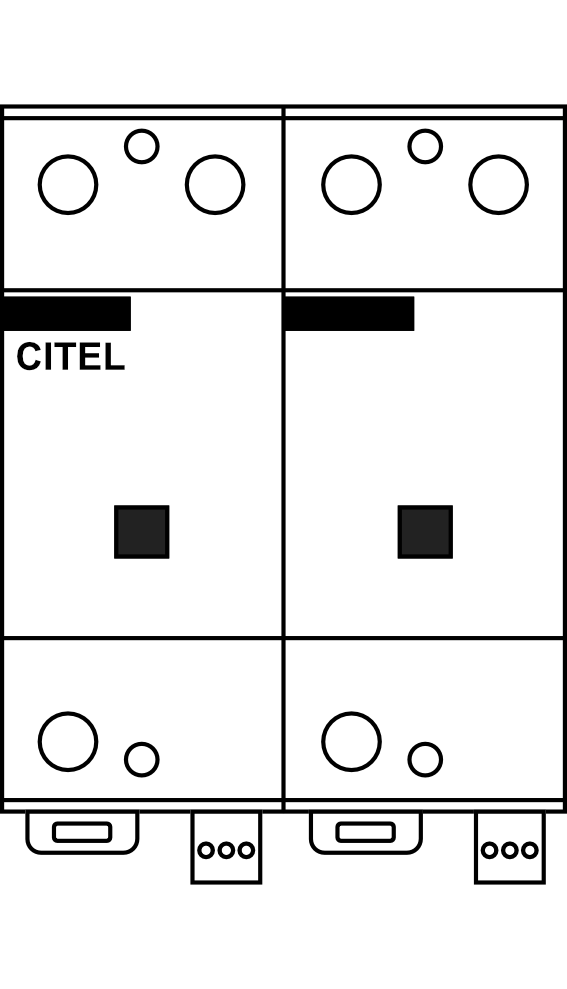 Kombinovaný svodič přepětí CITEL DS252VG-120/G, 1P+NPE, 25kA, Typ B+C+D (třída I+II+III), s dálk.signalizací