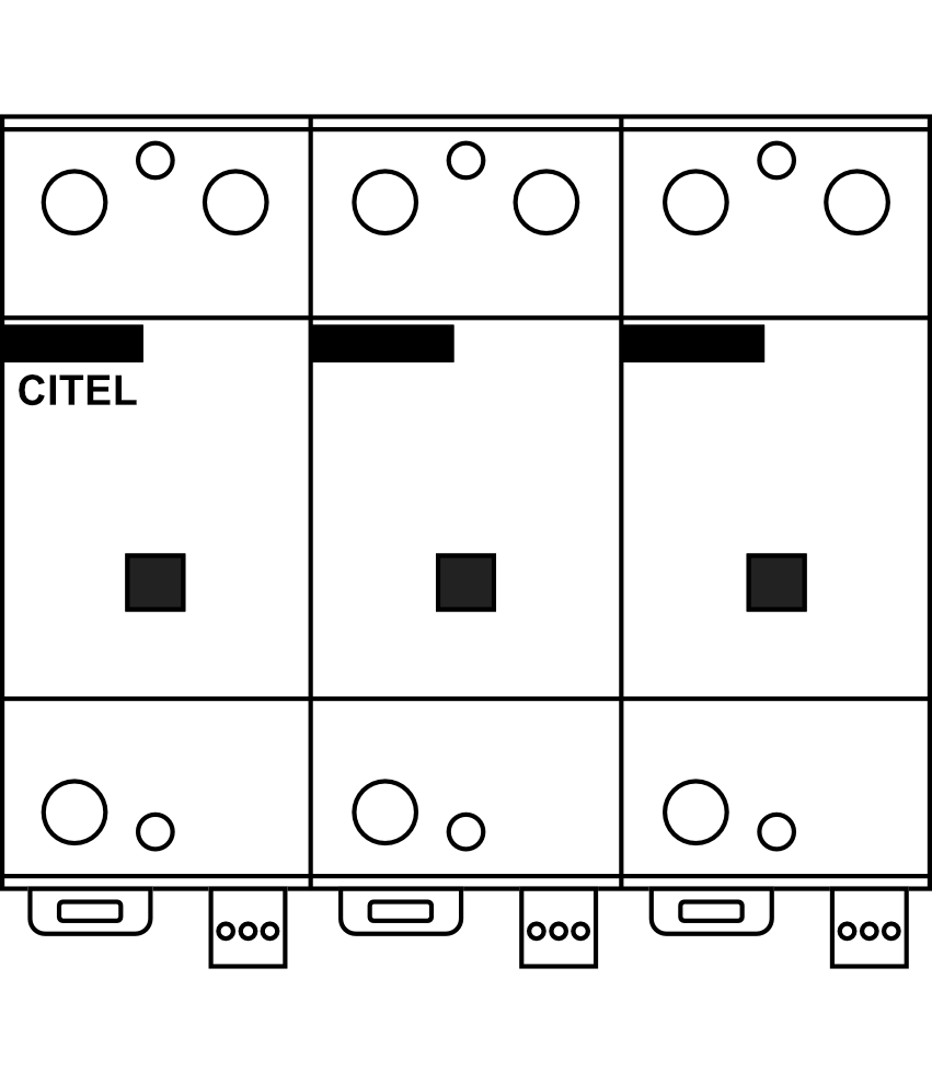 Kombinovaný svodič přepětí CITEL DS253VG-400, 3P, 25kA, Typ B+C+D (třída I+II+III), s dálk.signalizací