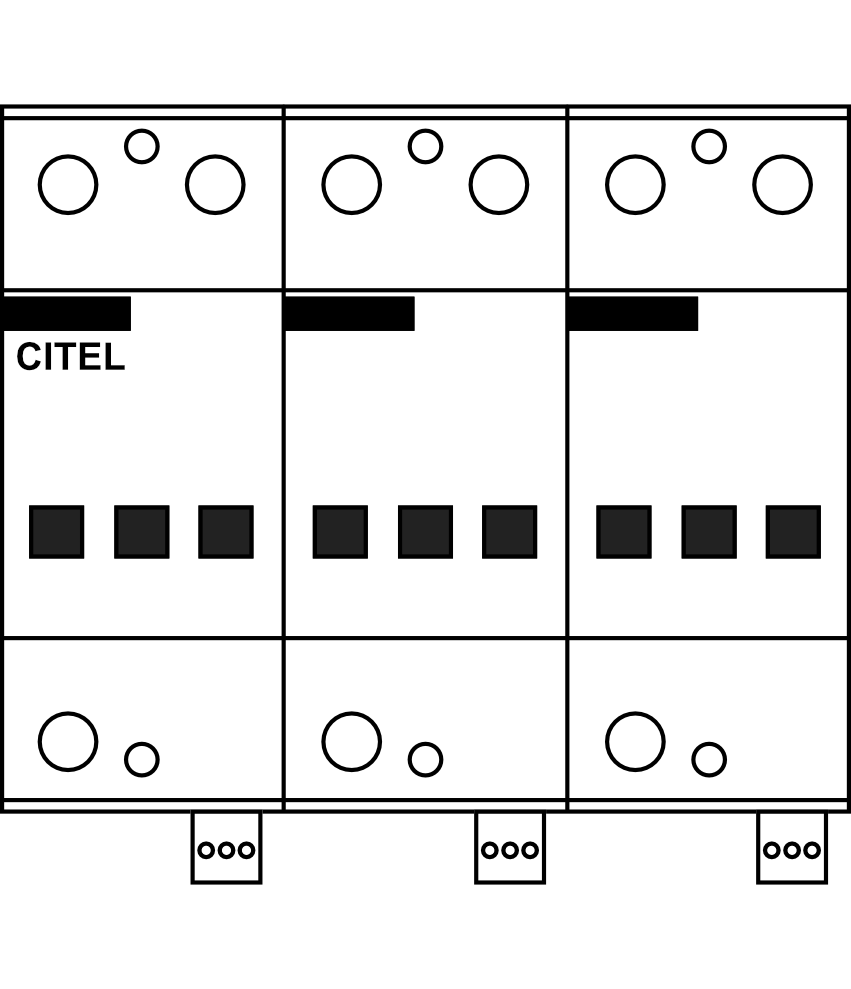 Kombinovaný svodič přepětí CITEL DS253E-400 3 fáze, 3P, 25kA, Typ B+C (třída I+II), s dálk.signalizací