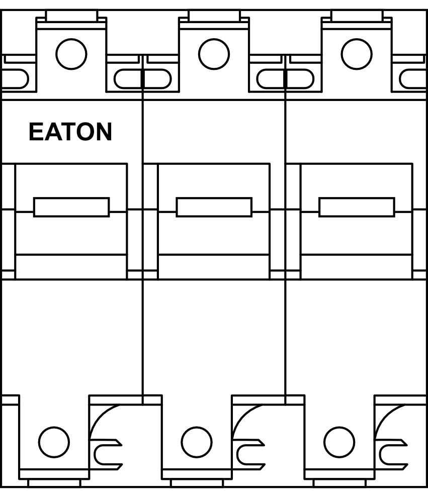 Pojistkový odpínač se signalizací vybavení EATON VLCE22-3P/L 3P do 100A, pro pojistky 22x58, char. gG