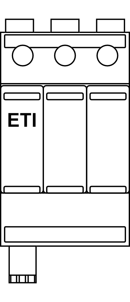Svodič přepětí pro fotovoltaiku ETI ETITEC M T12 PV 1500/10 Y RC, 20kA, Typ B+C (třída I+II), s dálk. signalizací