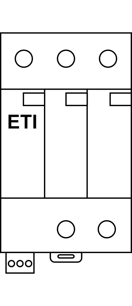 Svodič přepětí pro fotovoltaiku ETI ETITEC V T2 690/20 3+0 RC, 20kA, Typ C (třída II), s dálk. signalizací