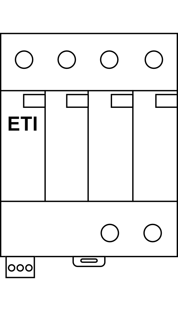 Svodič přepětí pro fotovoltaiku ETI ETITEC V T2 690/20 4+0 RC, 20kA, Typ C (třída II), s dálk. signalizací