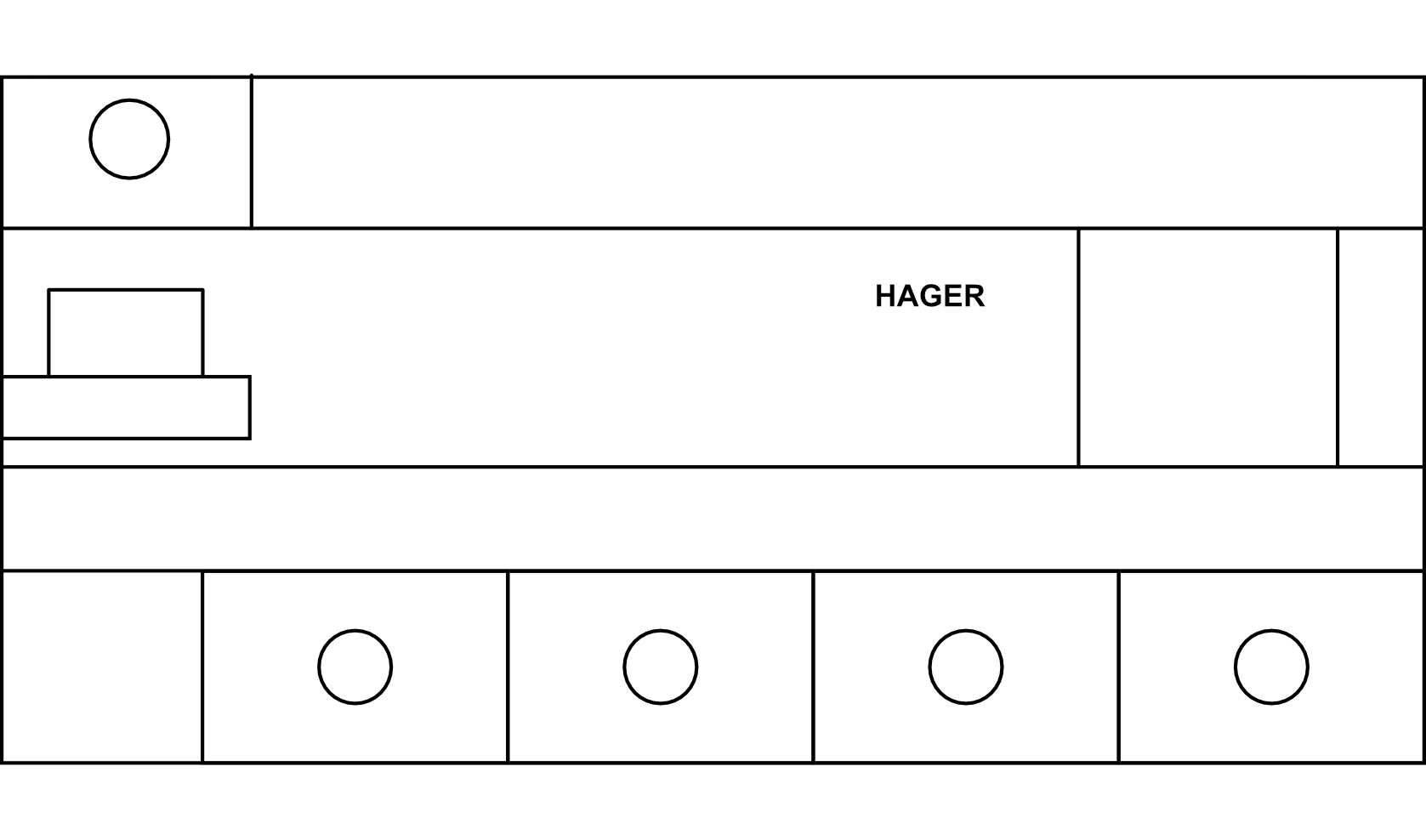 Chráničový blok Hager 4P/125A 300, 
500, 1000 mA HI