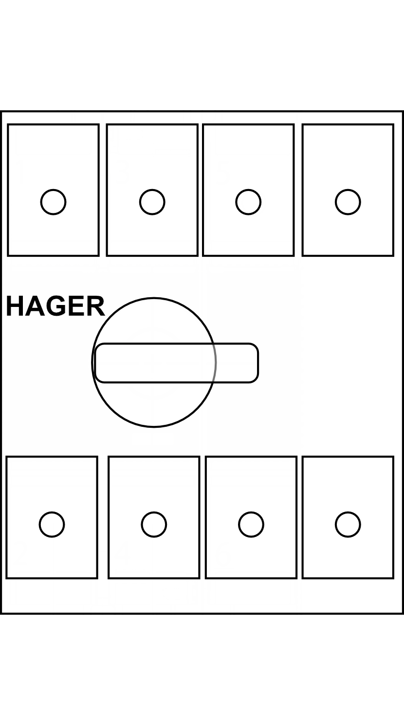Otočný vypínač Hager 4P 100-125A 23-690V AC