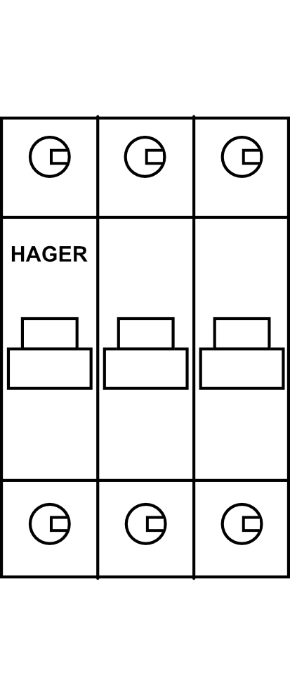 Jistič Hager 3P char. B (6kA, do 63A) QuickConnect