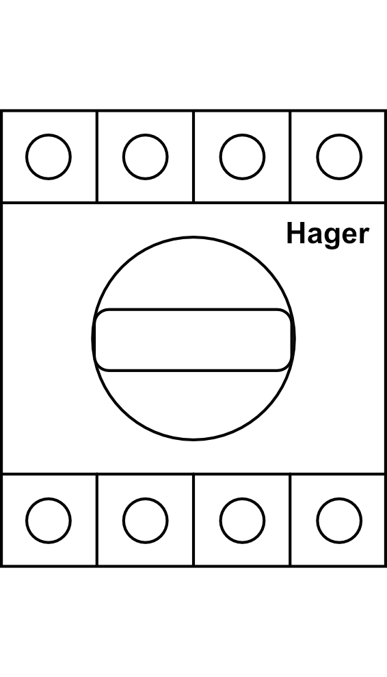 Otočný DC vypínač Hager 4P 1000V 32A