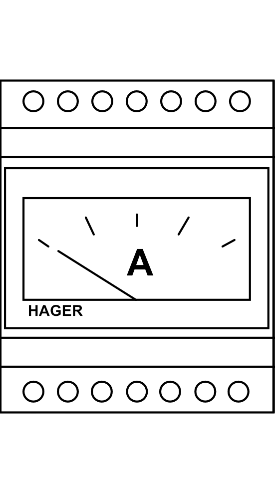 Ampérmetr analogový Hager, 0-600 A