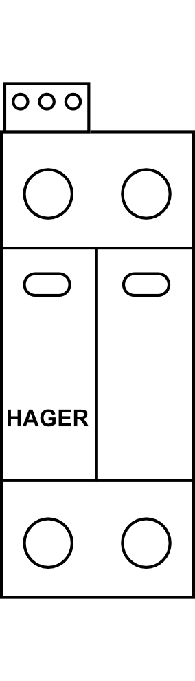 Kombinovaný svodič přepětí Hager SPA911, 25 kA, 1P+NPE, Typ B+C (třída I+II), se signalizací