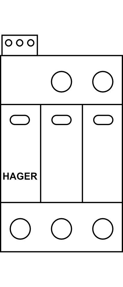 Kombinovaný svodič přepětí Hager SPA930, 37,5 kA, 3P, Typ B+C (třída I+II), se signalizací