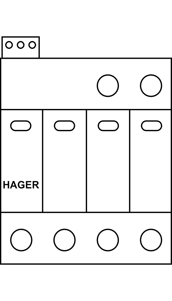 Kombinovaný svodič přepětí Hager SPA931, 50 kA, 3P+NPE, Typ B+C (třída I+II), se signalizací