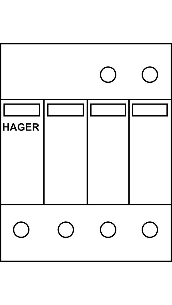 Svodič přepětí Hager SPB413, 20 kA, 3P+NPE, Typ C (třída II)