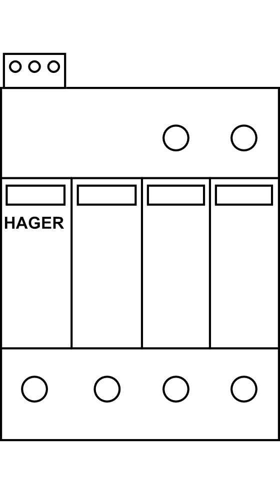 Svodič přepětí Hager SPB415, 20 kA, 3P+NPE, Typ C (třída II), se signalizací