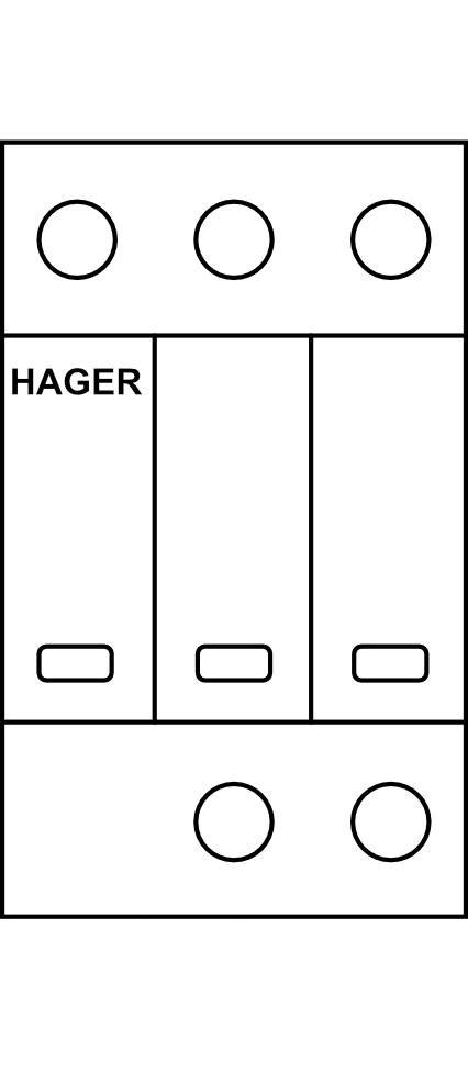 Kombinovaný svodič přepětí Hager 12,5 kA (10/350), 3P pro síť TN-C, MOV, Typ B+C (třída I+II)