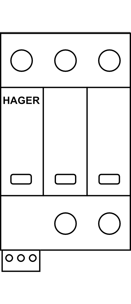 Kombinovaný svodič přepětí se signalizací Hager T1+T2, Iimp 12,5 kA (10/350), 3P pro síť TN-C, MOV