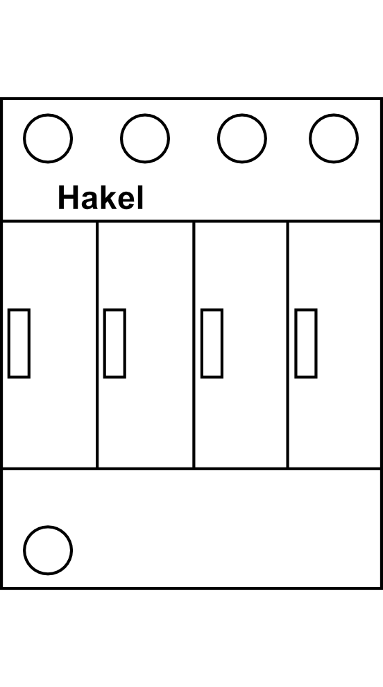 Svodič bleskových proudů a přepětí pro DC stranu Hakel HLSA12,5 PV 1000/2, 20kA, Typ B+C (třída I+II)