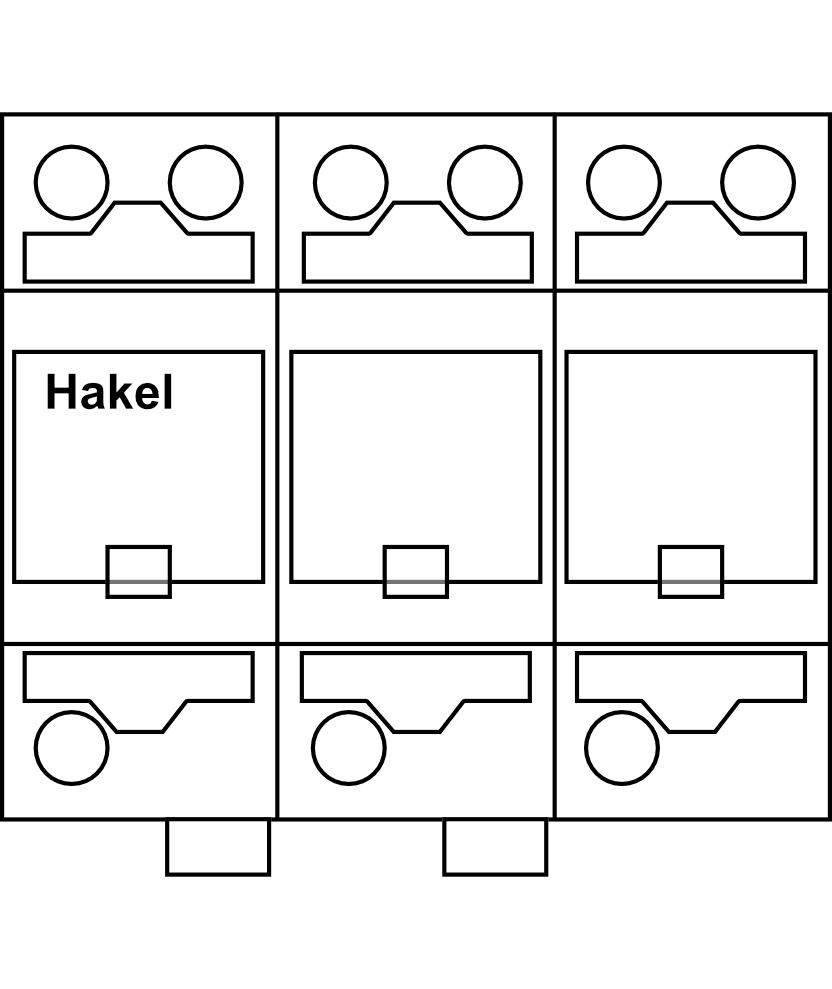 Svodič přepětí pro AC stranu Hakel HLSA25-275/2+1 S, 25kA, Typ B+C+D (třída I+II+III), s dálk.signalizací