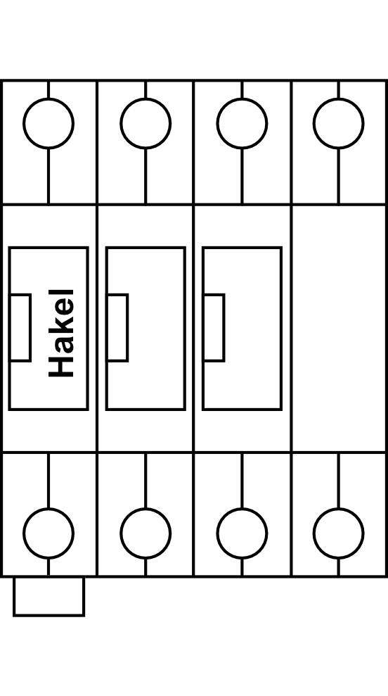 Svodič rázového přepětí Hakel HSA-850/3+1 S IT, 3P+NPE, Typ C (třída II) 15kA, s dálk.signalizací