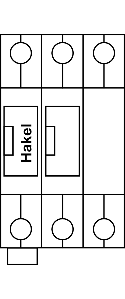 Svodič rázového přepětí Hakel HSA-600/2+1 S IT, 2P+NPE, Typ C (třída II) 15kA, s dálk.signalizací