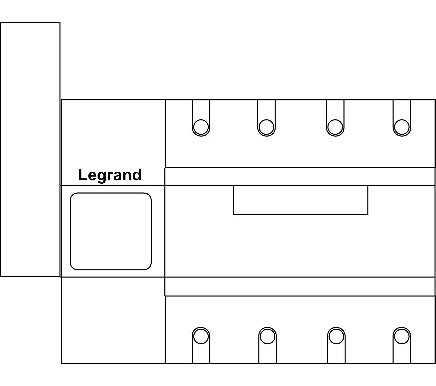 Výkonový odpínač s viditelným stavem kontaktů Legrand DPXTM-IS 250 4P 160 až 250A bez možnosti dálkového ovládání boční ovládání levé