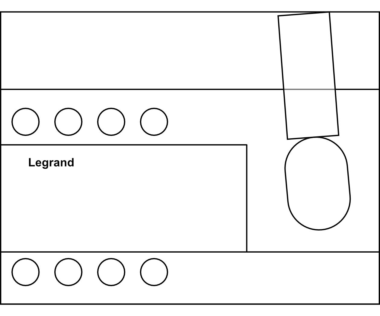 Výkonový odpínač s viditelným stavem kontaktů Legrand VistopTM 100-160A 4P černá rukojeť čelní ovládání