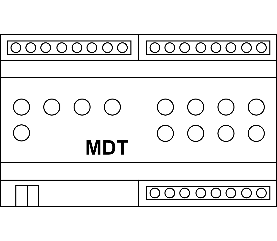 Spínací pohon 8krát pro domácí automatizaci MDT KNX AMS-0816.02