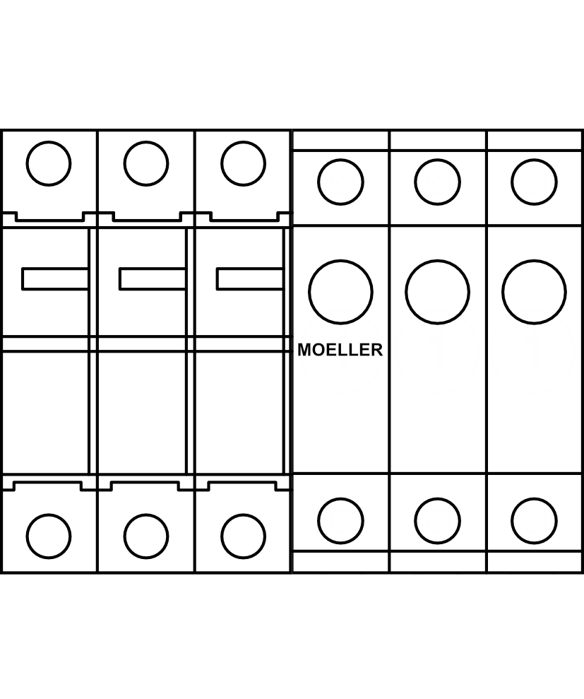 Montovaná sada svodičů přepětí Typu B+C (třída I+II) MOELLER SP-B+C/3, 3P, 35kA, TN-C