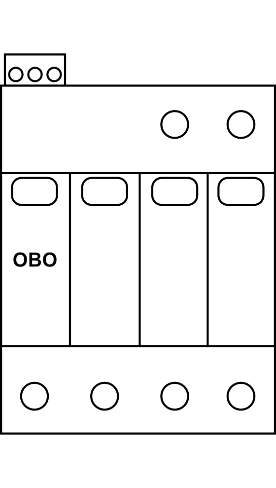 Svodič přepětí OBO V20-4+FS-280, 4P, max 280 V AC, typ C (třída II) 20kA, s dálk. signalizací