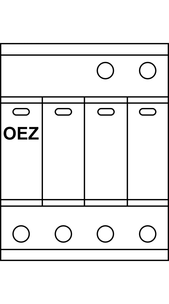 Kombinovaný svodič bleskových proudů a přepětí OEZ SVBC-12,5-4-MZ 3P+NPE T1+T2 (do 12,5kA, bez dálk. signalizace)