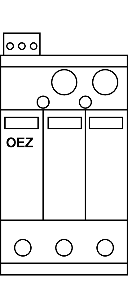 Kombinovaný svodič bleskových proudů a přepětí OEZ SVBC-DC-1050-3V-MZS, s dálkovou signalizací, typ B+C (třída I+II) 5kA, DC 1050 V