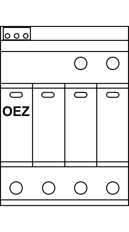 Kombinovaný svodič bleskových proudů a přepětí OEZ SVBC-12,5-3N-MZS 3P+NPE T1+T2 (do 12,5kA, s dálk. signalizací)