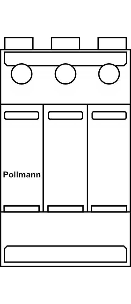 Kombinovaný svodič přepětí pro fotovoltaiku Pollmann ProTec T1-1100 PV-3+0, 3P 20kA Typ B+C (třída I+II) 1100 V