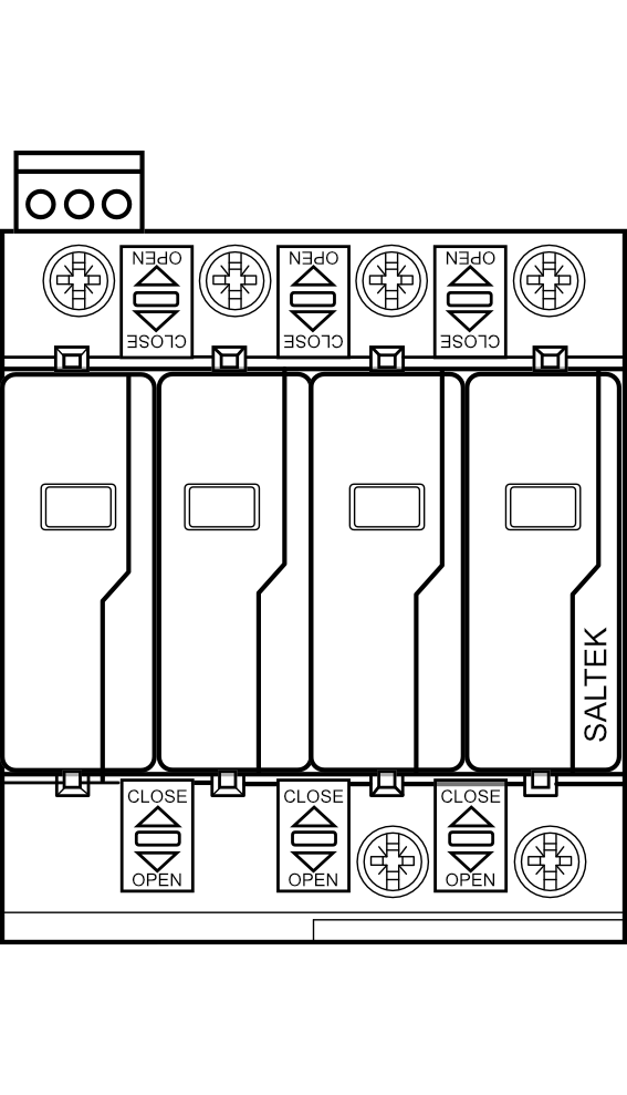 Svodič přepětí SALTEK SLP-275 V/4 S (4P) 20kA, typ C (třída II) 230V AC, s dálk.signalizací