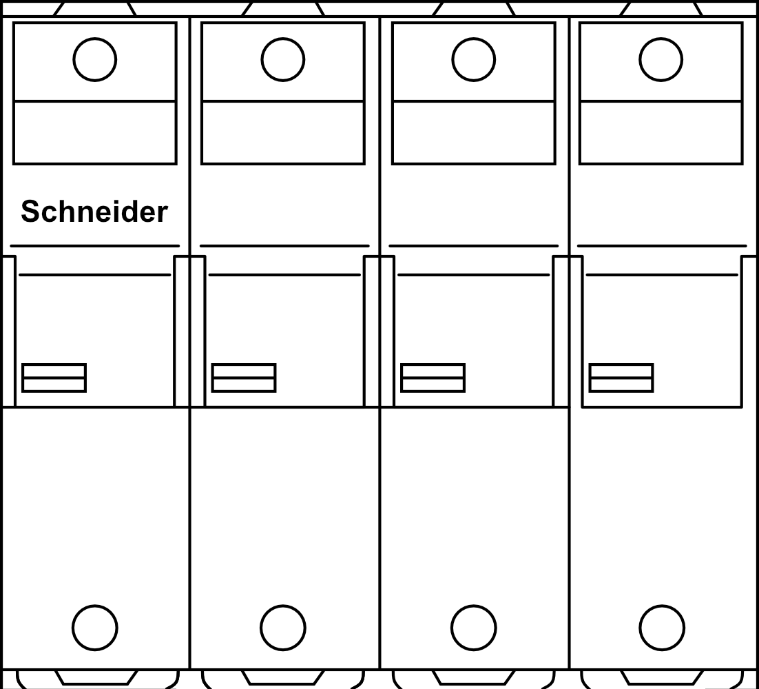 Pojistkový odpojovač Schneider SBI pro poj. 22x58, (do 120kA) 3P+N do 125A char. aM