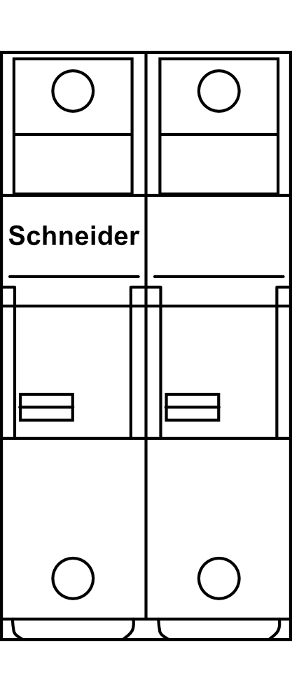 Pojistkový odpojovač Schneider SBI pro poj. 14x51, (120kA) 2P do 50A char. gG