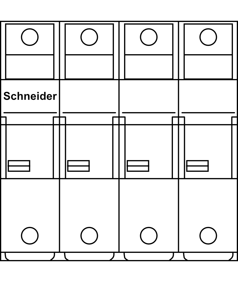Pojistkový odpojovač Schneider SBI pro poj. 14x51, (120kA) 3P+N do 50A char. gG