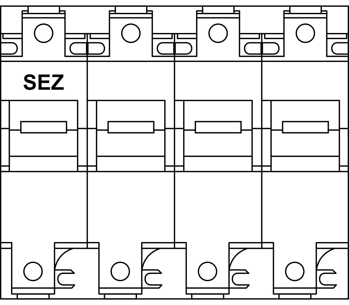 Pojistkový odpínač SEZ FDS22 3P+N do 100A poj. 22x58 char. aM