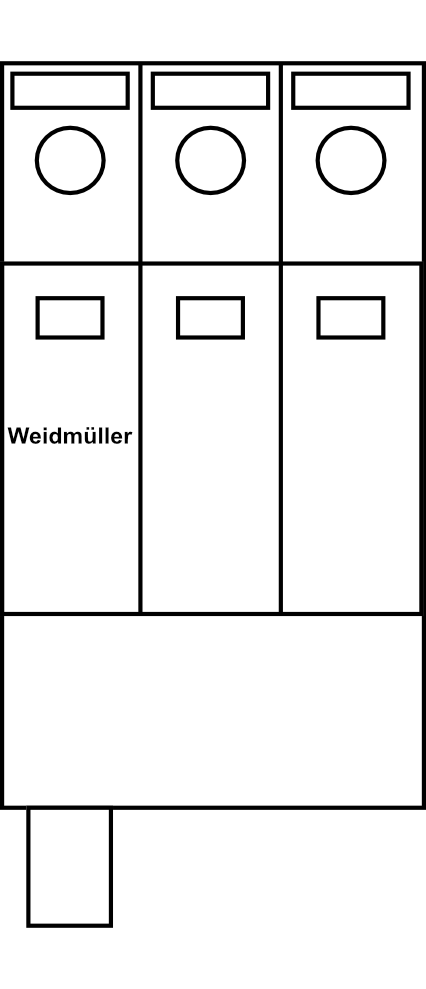 Přepěťová ochrana Weidmüller VPU PV I+II 3 R 1500 E, 3P 1500V DC 20kA typ B+C (třída I+II), s dálk. kontaktem