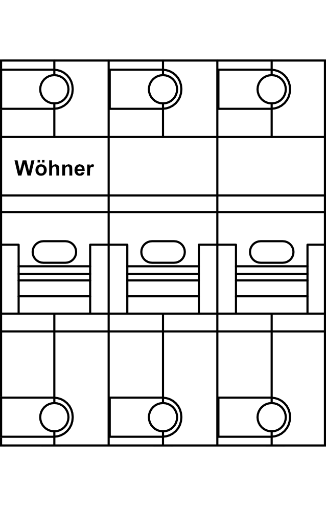 Pojistkový držák Wöhner pro válcové pojistky polodičové ochrany 14x51 3P do 50A char. aM s monitoringem stavu pojistek