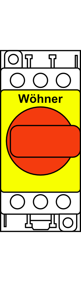 Odpínač 3-pólový Wöhner SD1-3-xx, do 63A, červená otočná rukojeť