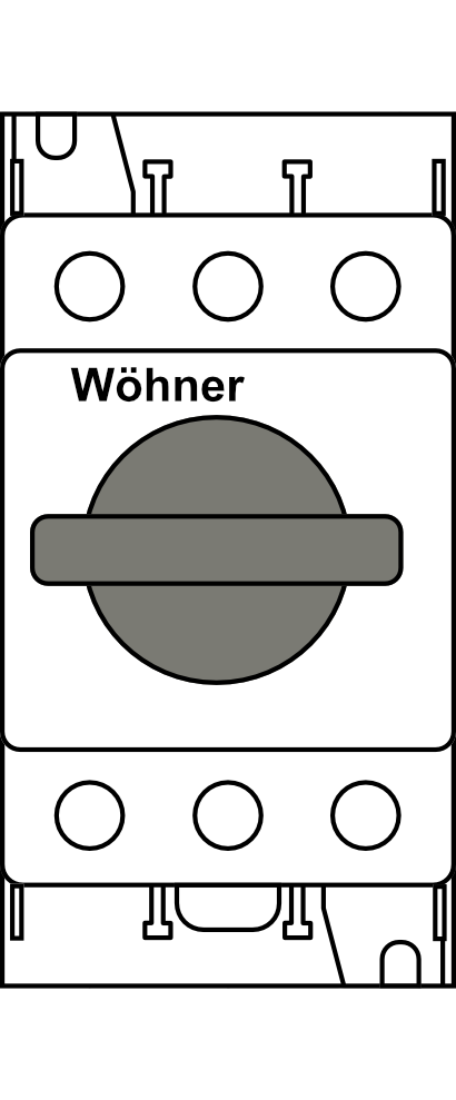 Odpínač 3-pólový Wöhner SD2-3-xx, do 100A, šedá otočná rukojeť