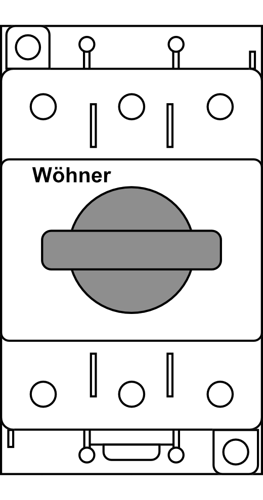 Odpínač 3-pólový Wöhner SD3-3-xx, do 160A, šedá otočná rukojeť